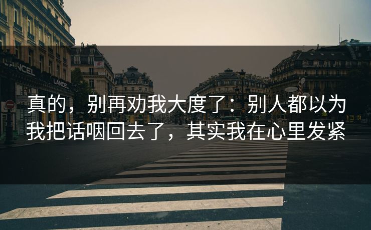 真的，别再劝我大度了：别人都以为我把话咽回去了，其实我在心里发紧