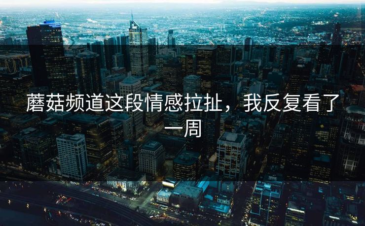 蘑菇频道这段情感拉扯，我反复看了一周